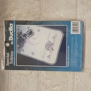 Bucilla dresser scarf stamped cross stitch kit